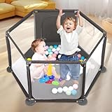 6-Panel Baby Playpen for Babies & Toddlers, Anti-Slip Safety Play...