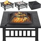 Yaheetech Outdoor Fire Pit 81cm Square Fire pits 3-in-1...