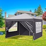 Bonnlo Pop Up Gazebo 3x3m with Sides, Folding Garden Event...