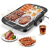 Electric BBQ Grill, 2000W Smokeless Non-Stick Electric Barbecue...