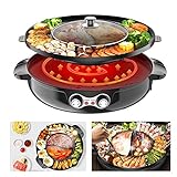 TOPQSC Electric Barbecue Grill Indoor Hot Pot Multi-Function...