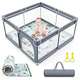 VANCLE Baby Playpen with Mat 127cm x 127cm Playpen for Babies and...