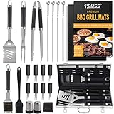 POLIGO BBQ Accessories Stainless Steel Barbecue Tools Set with...