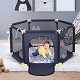 Baby Playpen, 6 Panel Portable Anti-Slip Safety Play Yard with...