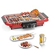 Electric BBQ Grill, Smokeless Non-Stick Indoor/Outdoor Barbecue...