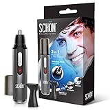 SCHON Stainless Steel Rechargeable 3-in-1 Eyebrow, Ear, Facial, &...