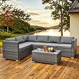 Aweather 6 Seater Rattan Corner Sofa Set Rattan Garden Furniture...