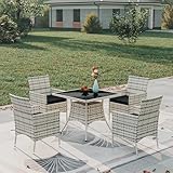 Gotland outdoor dining set, 35.4 x 35.4 rattan garden table and...