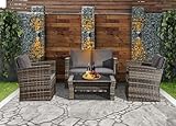 Rattan Garden Furniture Sofa Set 4 Piece Mix Grey With Dark Grey...