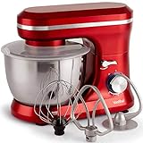 VonShef Red Food Mixer - Electric 8 Speed 1000W Stand Mixer, 4.5L...