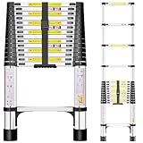 Telescopic Ladder, 4.4M Stainless Steel Thickened High-Strength...