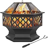 Yaheetech Fire Pit Heavy Duty Fire Bowl Large Fire Pit with Mesh...