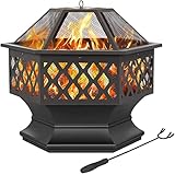 Yaheetech Fire Pit Heavy Duty Fire Bowl Large Fire Pit with Mesh...