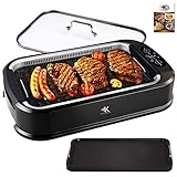 KCZAZY Electric Smokeless Grill with Glass Lid, Indoor and...