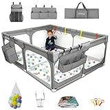 Baby Playpen with Mat 190×150cm,Extra Large Playpen for Babies...