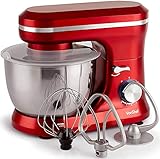 VonShef Red Food Mixer - Electric 8 Speed 1000W Stand Mixer, 4.5L...