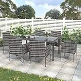7 Pieces Luxury Garden Dining Table and Chairs, Outdoor Rattan...