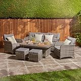 Home Treats Rattan Dining Set 7 Seater | Deluxe Garden Furniture...