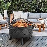 Outdoor Fire pit with BBQ grill, Big Round Fire Bowl, Garden...