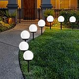 FLOWood Solar Lights Outdoor - 8 Pack Globe Stake Lights for Path...