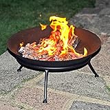 Black Melbourne Iron Cast Metal Fire Pit Bowls for Outdoor BBQ,...