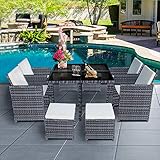 Panana 8 Seater Rattan Garden Furniture Set Dining Table and...