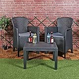 URBNLIVING 3pc Outdoor Garden Furniture Cushioned Black Rattan...